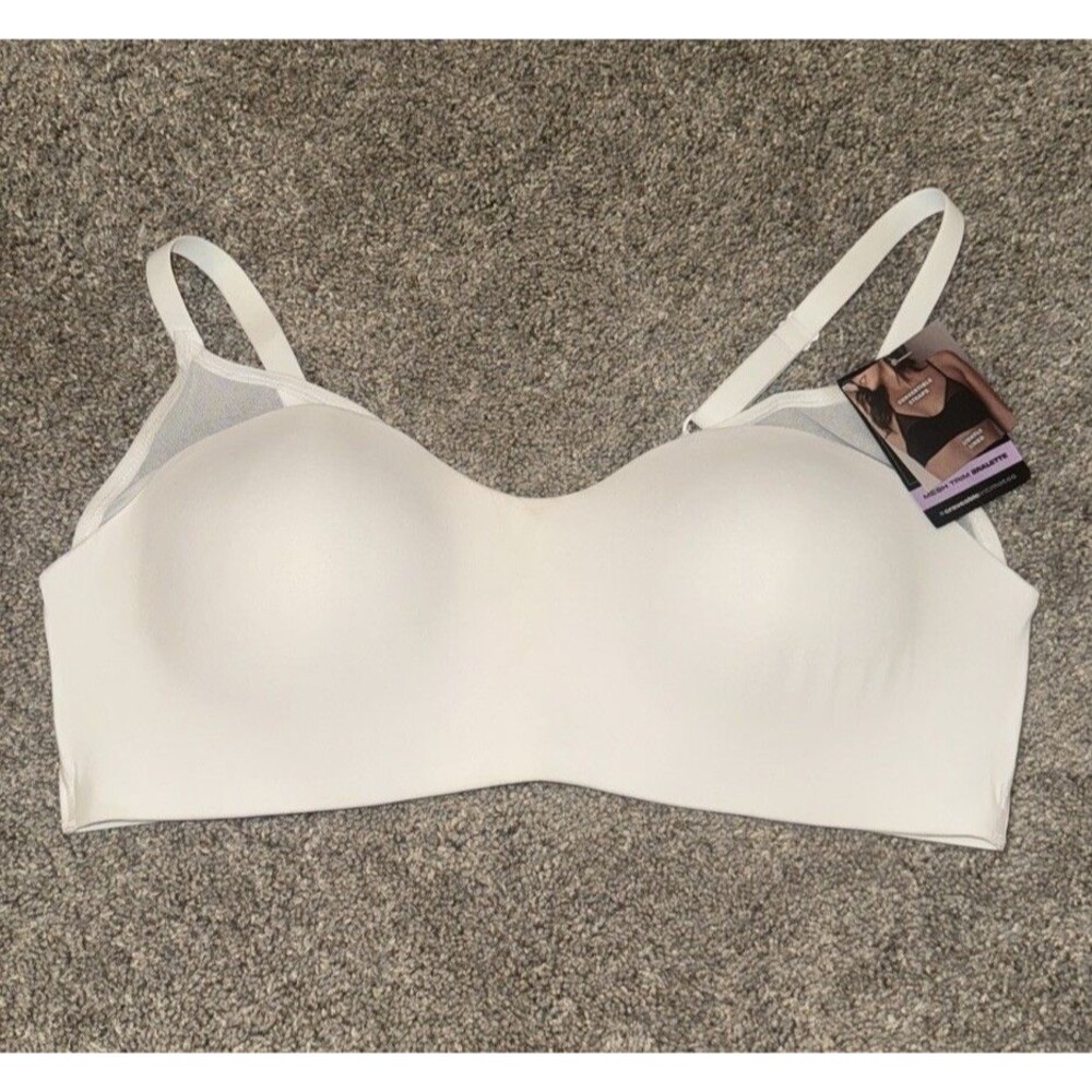 NWT Maidenform 2XL White Bralette mesh trim Lightly Lined MBT105 wirefree